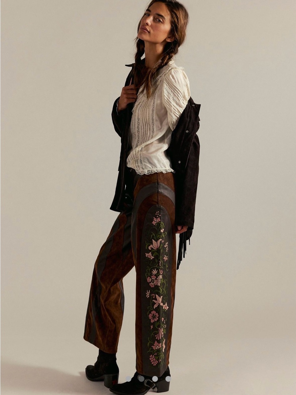 Free people Belle Embroidered Vegan Pants nwt msrp$298